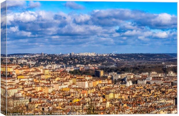 Colorful Old Town Modern City Cityscape Lyon France Canvas Print by William Perry