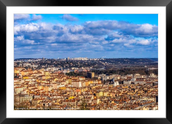 Colorful Old Town Modern City Cityscape Lyon France Framed Mounted Print by William Perry