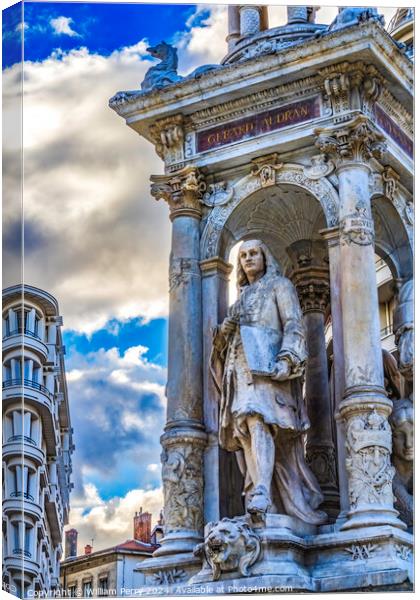 Jacobins Fountain Place Cityscape Lyon France Canvas Print by William Perry