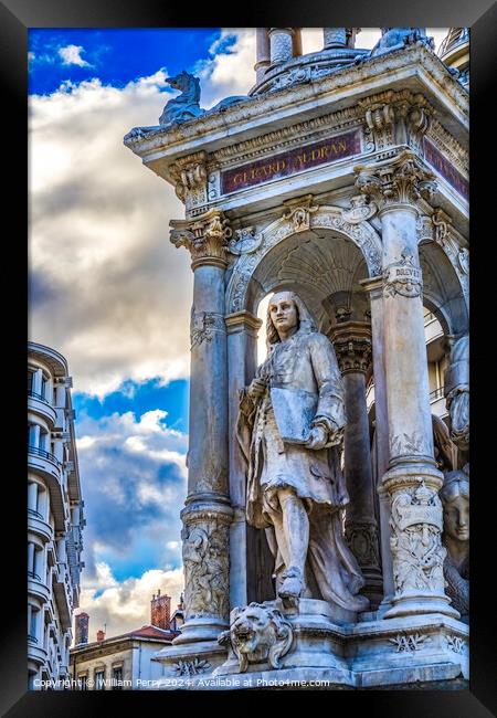 Jacobins Fountain Place Cityscape Lyon France Framed Print by William Perry