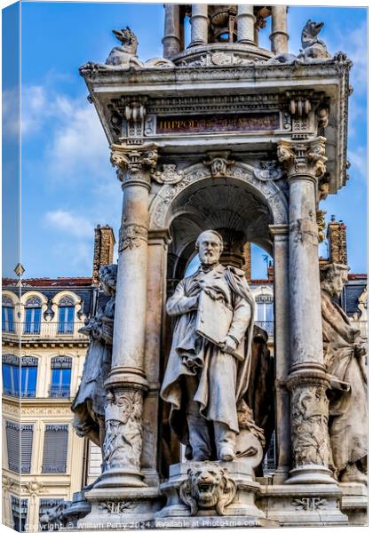 Jacobins Fountain Place Cityscape Lyon France Canvas Print by William Perry