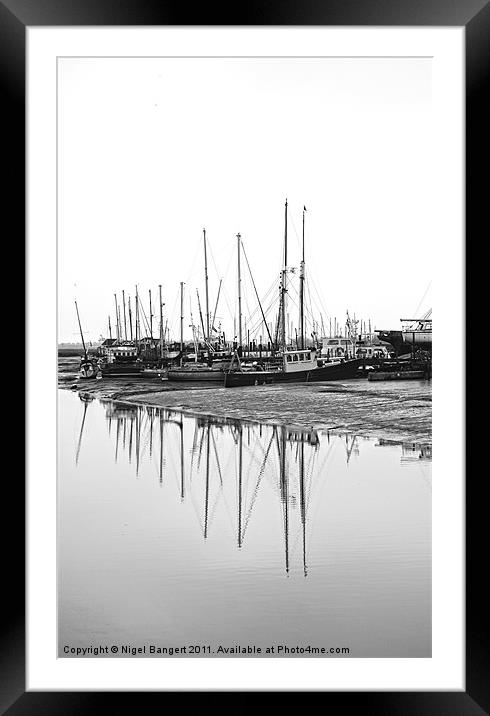 Maldon Boats at Low Tide Framed Mounted Print by Nigel Bangert
