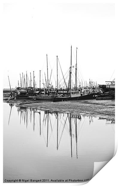 Maldon Boats at Low Tide Print by Nigel Bangert
