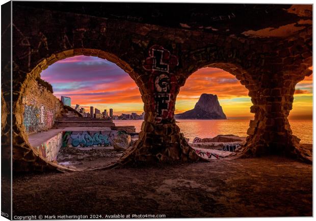 Penon Through The Arches at Sunrise Canvas Print by Mark Hetherington