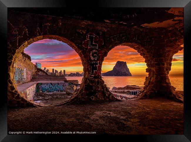 Penon Through The Arches at Sunrise Framed Print by Mark Hetherington