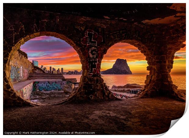 Penon Through The Arches at Sunrise Print by Mark Hetherington