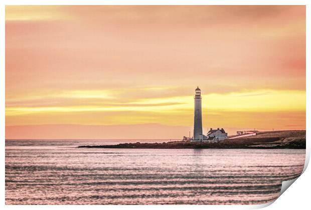 Sunrise at Scurdie Ness Lighthouse in Montrose Print by DAVID FRANCIS