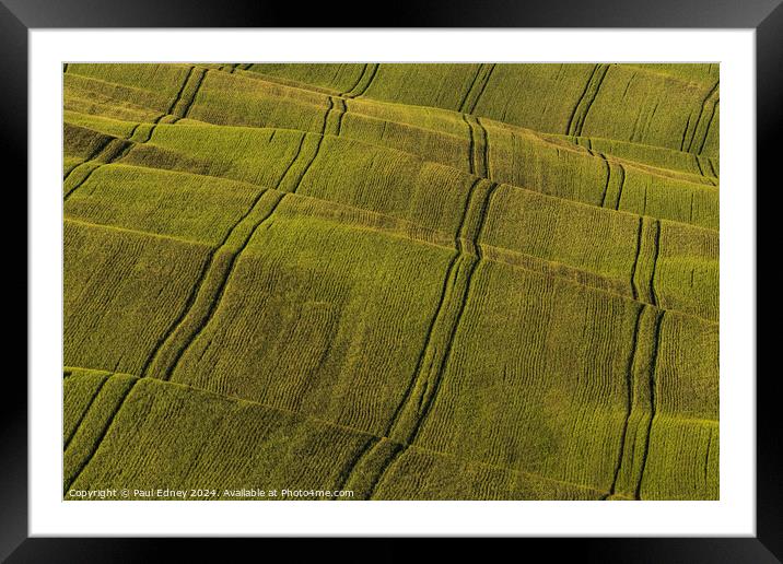Abstract evening light on farmland in Tuscany Framed Mounted Print by Paul Edney