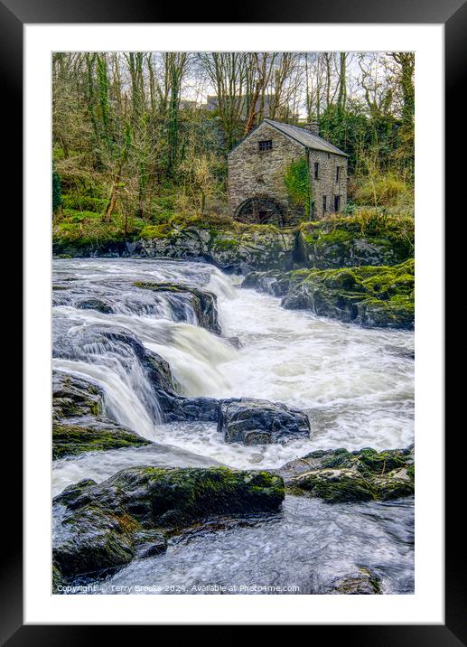 Cenarth Waterfall and Flour Mill Framed Mounted Print by Terry Brooks