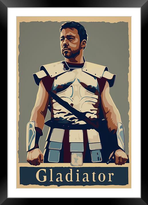 Gladiator Retro Poster Framed Mounted Print by Steve Smith