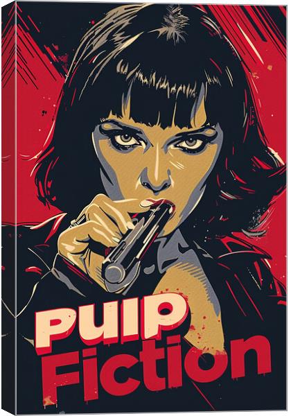 Pulp Fiction Retro Poster Canvas Print by Steve Smith