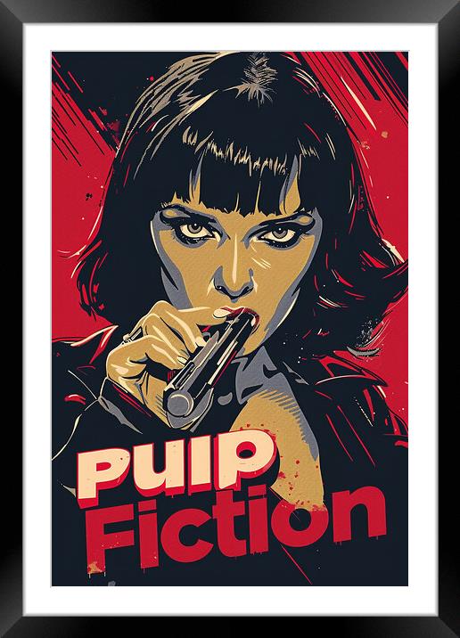 Pulp Fiction Retro Poster Framed Mounted Print by Steve Smith