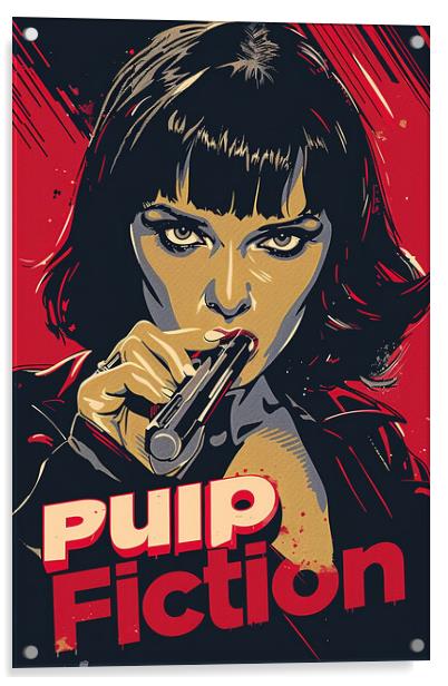 Pulp Fiction Retro Poster Acrylic by Steve Smith