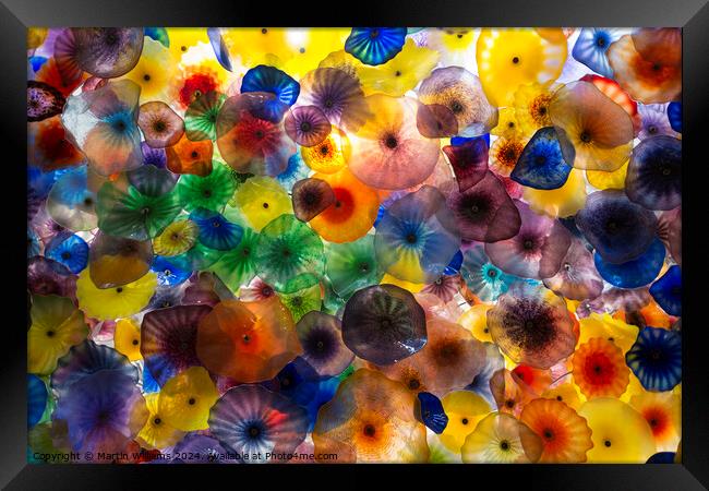 Glass Flower Ceiling at the Bellagio Framed Print by Martin Williams