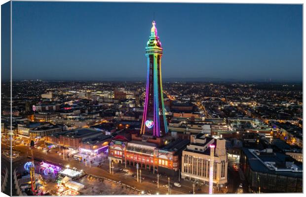 Blackpool Tower Colours Canvas Print by Apollo Aerial Photography