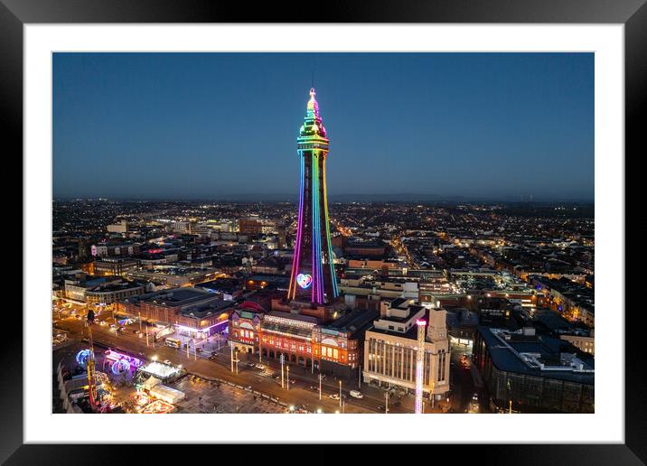 Blackpool Tower Colours Framed Mounted Print by Apollo Aerial Photography