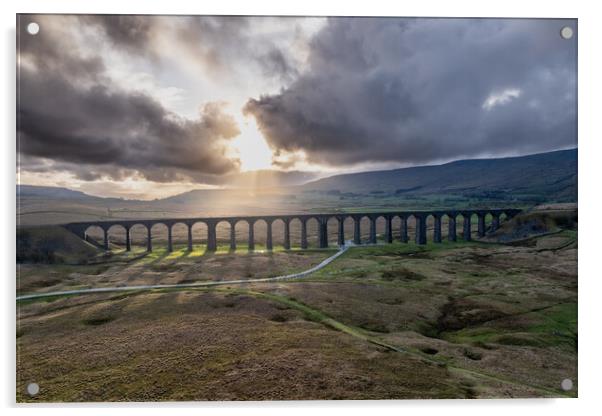 Ribblehead Viaduct Rays of Light Acrylic by Apollo Aerial Photography