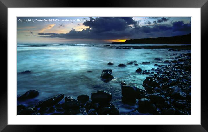 Majestic Sunset over Jurassic Seascape Framed Mounted Print by Derek Daniel
