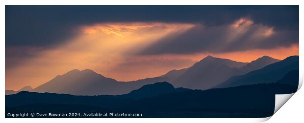 Snowdonia Sunset Print by Dave Bowman