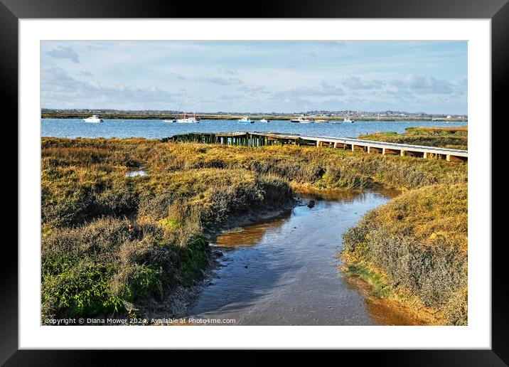 West Mersea Old Jetty    Framed Mounted Print by Diana Mower