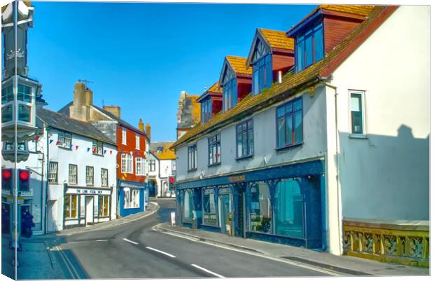 Lyme Regis Town Centre Canvas Print by Alison Chambers