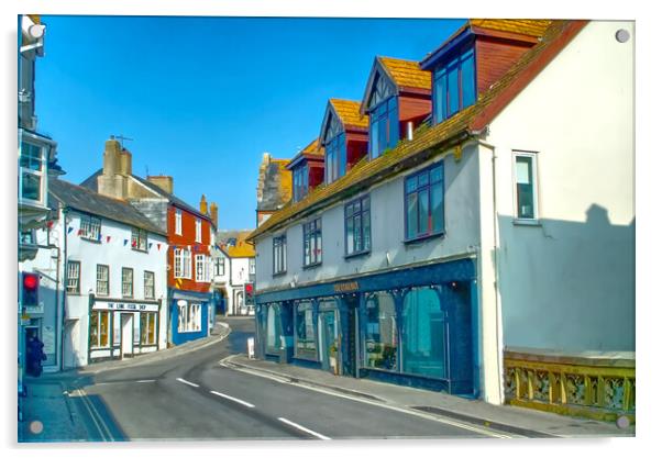 Lyme Regis Town Centre Acrylic by Alison Chambers