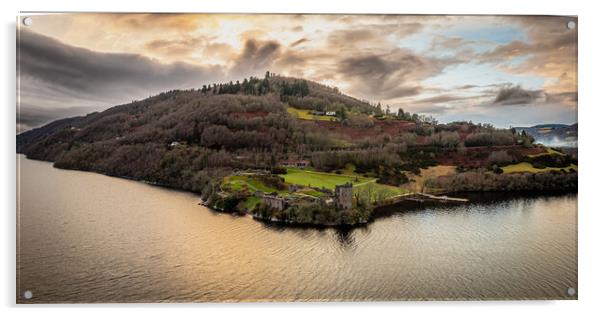 Urquhart Castle Sunset Acrylic by Apollo Aerial Photography