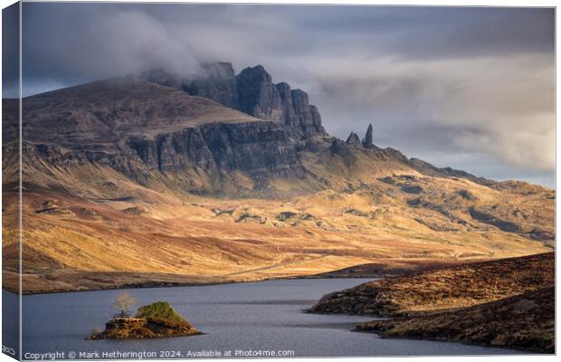 Loch Fada and The Old Man of Storr Canvas Print by Mark Hetherington
