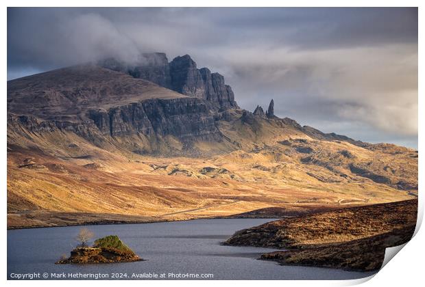Loch Fada and The Old Man of Storr Print by Mark Hetherington