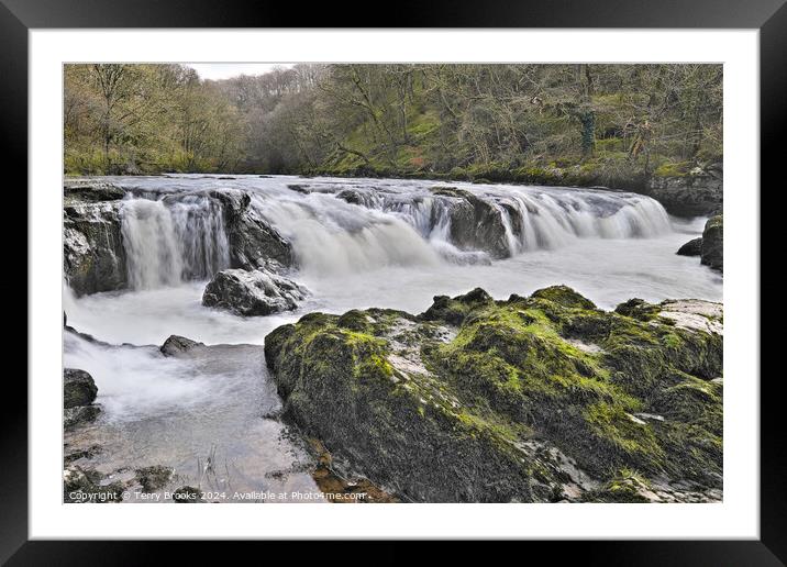 Cenarth Waterfall Framed Mounted Print by Terry Brooks