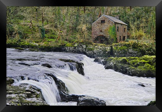 Cenarth Waterfall and Flour Mill Framed Print by Terry Brooks