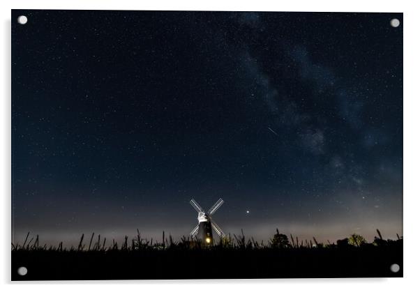 The mill, the Milkyway, and the meteor  Acrylic by Gary Pearson