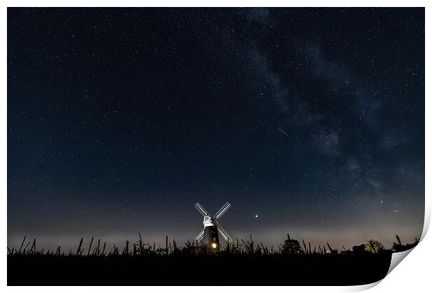 The mill, the Milkyway, and the meteor  Print by Gary Pearson