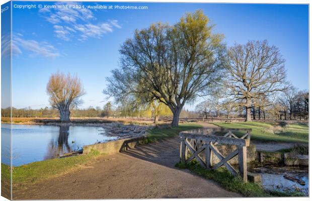 Cycle and footpath around Bushy Park ponds Canvas Print by Kevin White