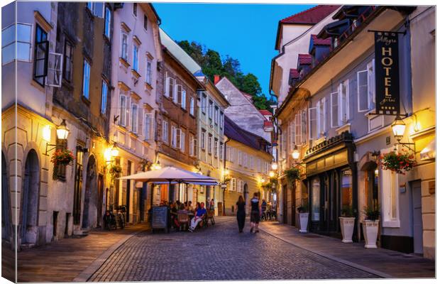 Evening in the Old Town of Ljubljana Canvas Print by Artur Bogacki