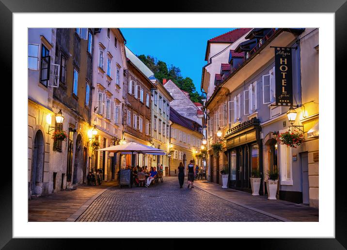 Evening in the Old Town of Ljubljana Framed Mounted Print by Artur Bogacki