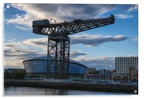 Finnieston Crane and OVO Hydro in Glasgow Acrylic by Artur Bogacki