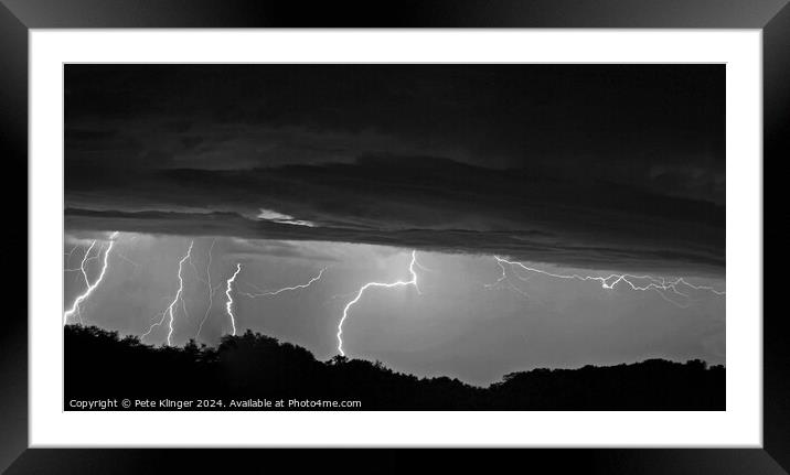 Multiple Lighting Strikes Woods clouds composite p Framed Mounted Print by Pete Klinger
