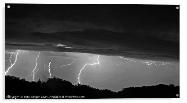 Multiple Lighting Strikes Woods clouds composite p Acrylic by Pete Klinger