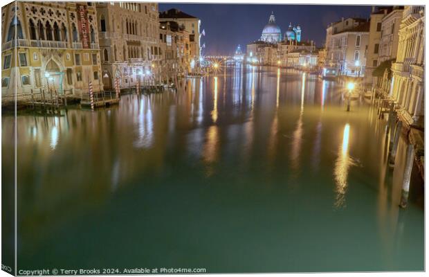 Grand Canal Venice Italy at Night Canvas Print by Terry Brooks