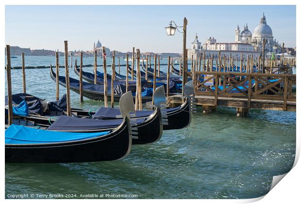 Venice Gondolas on Canale della Giudecca Print by Terry Brooks