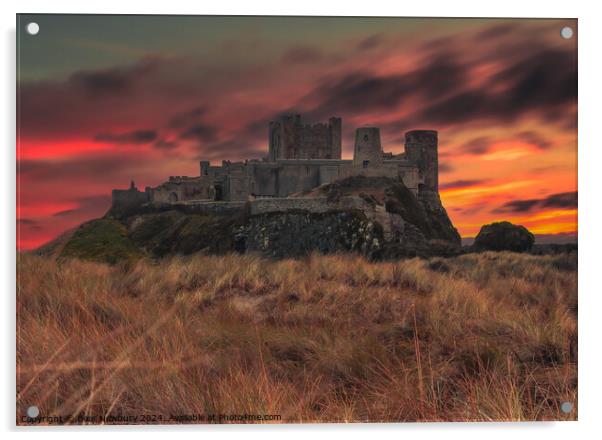 Bamburgh Castle Sunset Acrylic by Bear Newbury