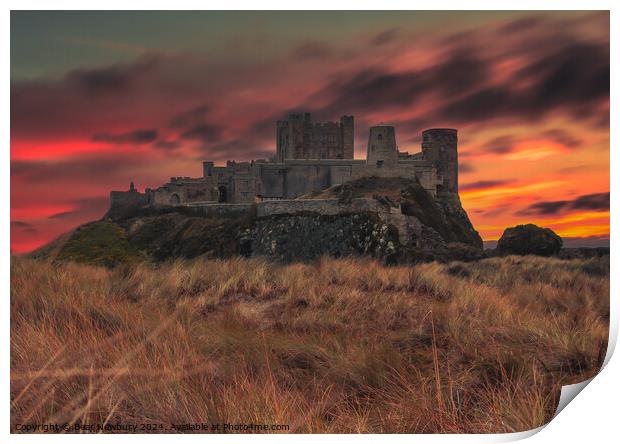Bamburgh Castle Sunset Print by Bear Newbury