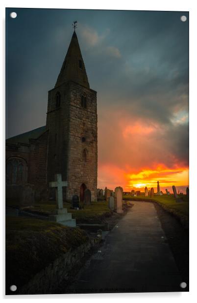 St Bartholomews Church, Newbiggin Sunrise Acrylic by Bear Newbury