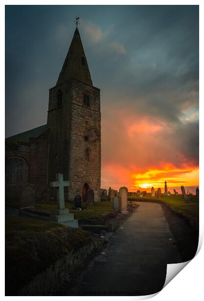 St Bartholomews Church, Newbiggin Sunrise Print by Bear Newbury