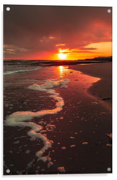Newbiggin Beach Sunrise Acrylic by Bear Newbury