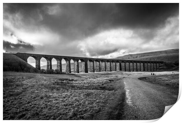 Ribblehead Viaduct Black and White Print by Apollo Aerial Photography