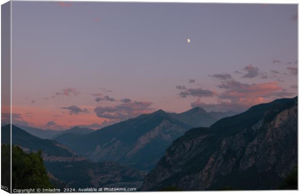 Moonrise over the Maurienne Valley, France Canvas Print by Imladris 