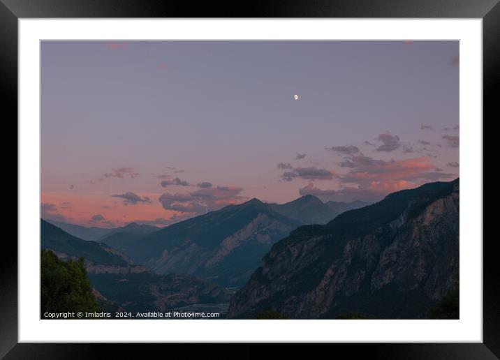 Moonrise over the Maurienne Valley, France Framed Mounted Print by Imladris 