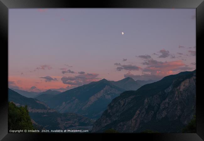 Moonrise over the Maurienne Valley, France Framed Print by Imladris 